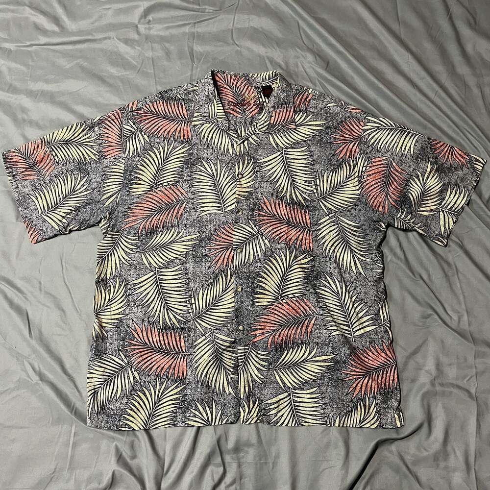 Bamboo Cay Short Sleeve Palm Leaf Print Button Down Shirt